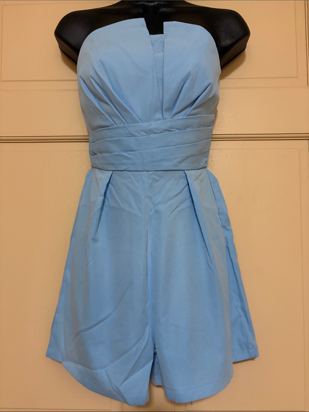SHEIN Light Blue Strapless Romper
